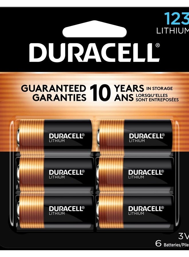 Duracell Duracell CR123A 3V Lithium Battery, 6 Count Pack, 123 3 Volt High Power Lithium Battery, Long-Lasting for Home Safety and Security Devices, High-Intensity Flashlights, and Home Automation  - Image 1