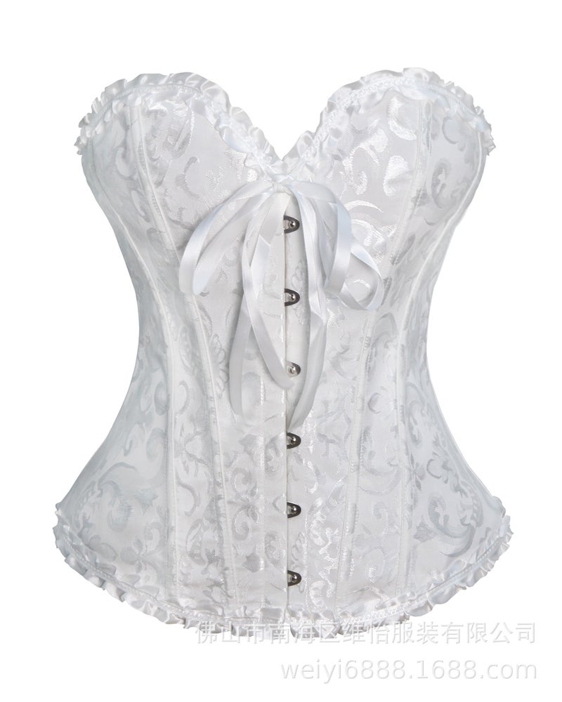 general Women's Polyester Corset Bustier with Front Buttons and Bow Detail - Image 5