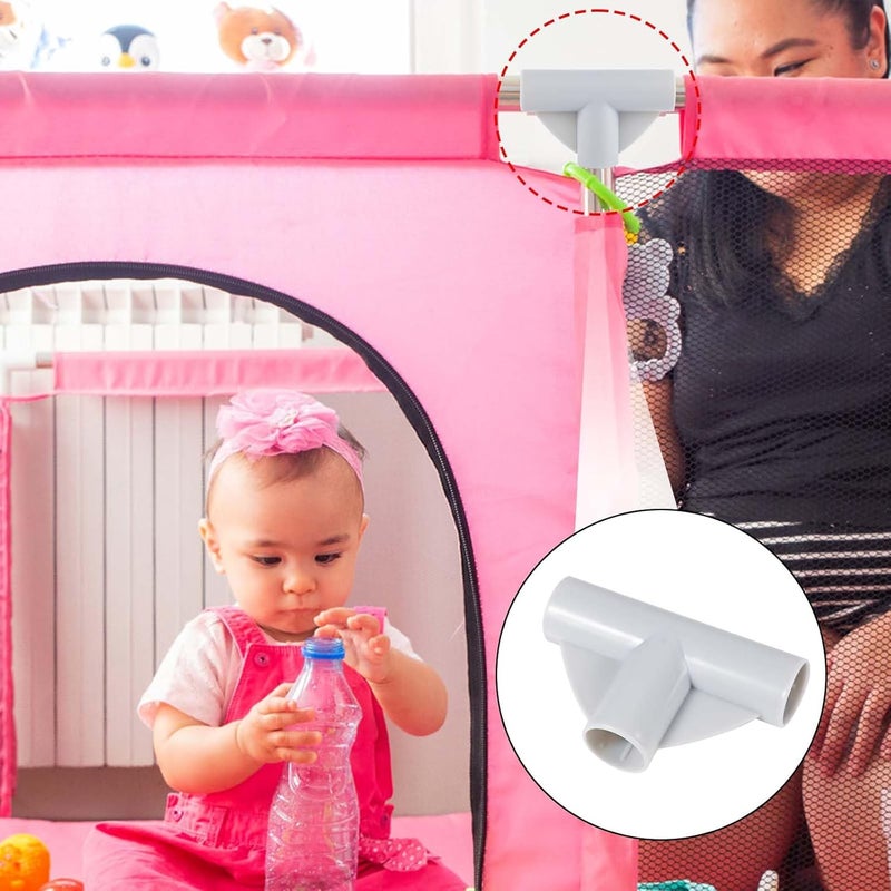 XIHIRCD قطعتين من أجزاء سياج الأطفال مفاصل على شكل T 3 طرق قطع غيار سياج الأطفال موصل T بقطر داخلي 1 بوصة ملحقات موصلات سياج الأطفال للحديقة - Image 4