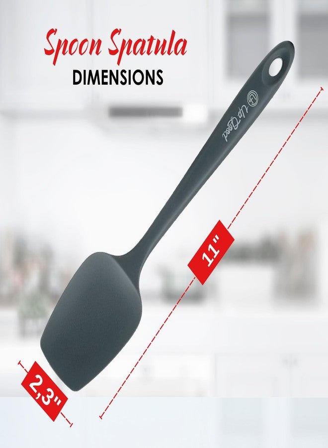 UpGood Silicone Spoon Spatula - 600ºF Heat-Resistant Non-Stick Rubber Spoonula | Use as Silicone Kitchen Scraper Utensil - Baking and Cooking Strong Stainless Steel Core | UpGood Kitchen Utensils, (Grey) - Image 2