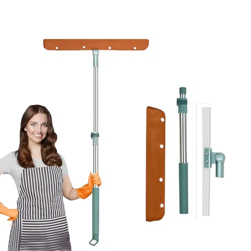 Maxoshine Magic Broom Sweeper with Removable Microfiber Cover | 180° Flexiwipe Multipurpose Wiper for Wet & Dry Cleaning | Squeegee Floor Mop with Extendable Handle (Brown) - Image 1