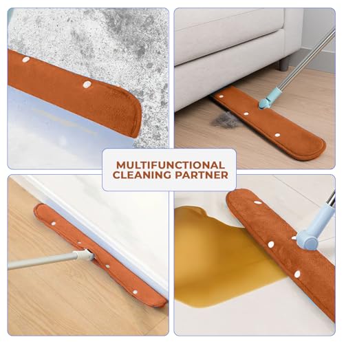 Maxoshine Magic Broom Sweeper with Removable Microfiber Cover | 180° Flexiwipe Multipurpose Wiper for Wet & Dry Cleaning | Squeegee Floor Mop with Extendable Handle (Brown) - Image 3
