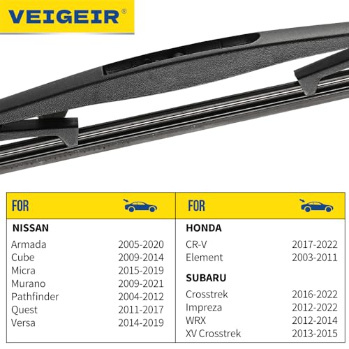 VEIGEIR 12" Rear Wiper Blade Compatible with Mazda 3 2014-2018,Nissan Armada 2005-2020,Cube 2009-2014,Micra 2015-2019,Pathfinder 2005-2012,Quest 2011-2017 Back Window Wiper blades 12-B - Image 5