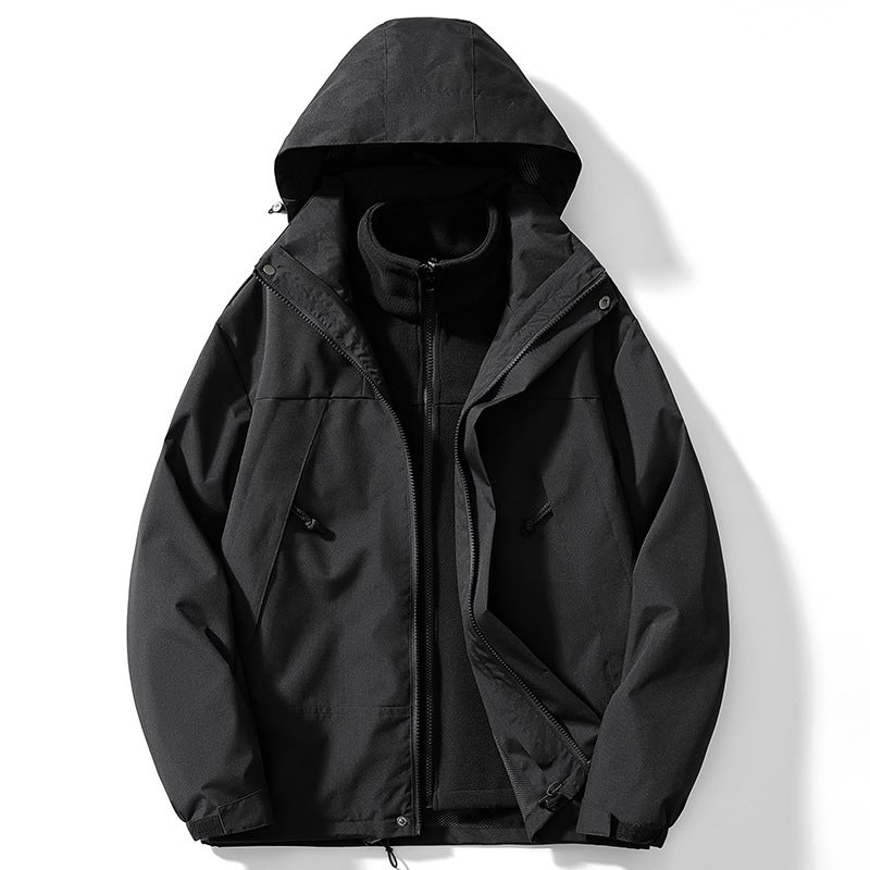 Generic Mens 3-in-1 Detachable Liner Hooded Windbreaker Pink - Image 2