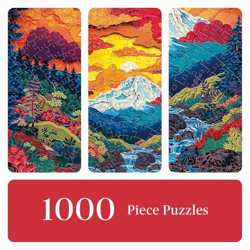 Artipuz 1000 Piece Round Jigsaw Puzzle for Adults 3D Visual Sunset Forest 268 Diameter Stress Relief Cognitive Challenge Ideal Mindfulness Gift for Family Game Night Artistic Wall Decor - Image 5