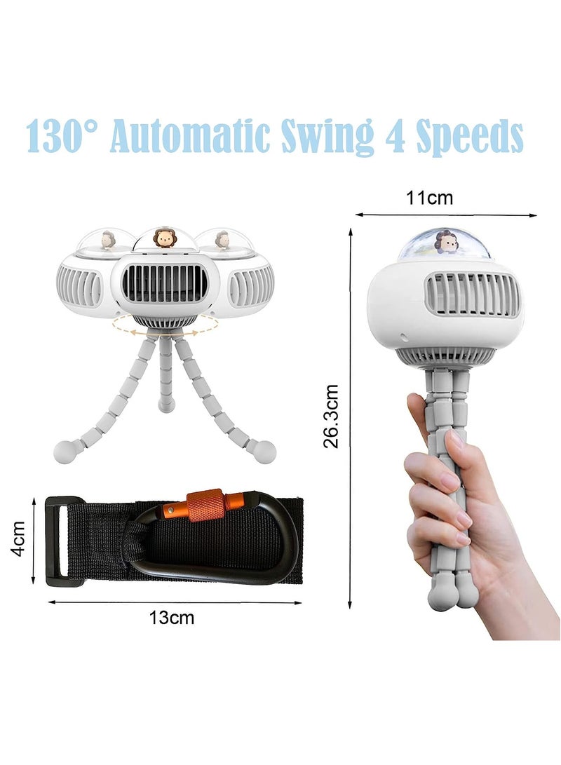 جونيس شراء مروحة عربة أطفال محمولة، مروحة شخصية محمولة باليد مصغرة، عربة أطفال ذات مروحة أطفال تدور بسرعة 4 سرعة بدون شفرات، مقعد سيارة، آلة ركض - Image 3