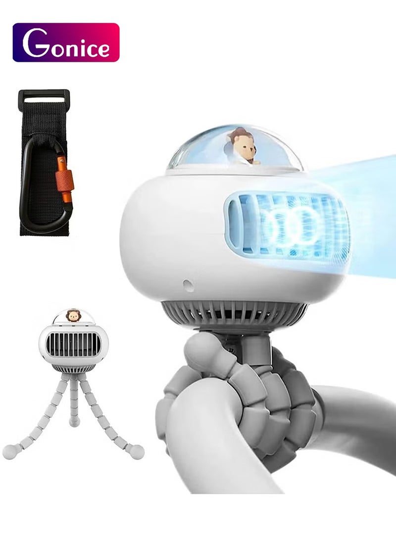 جونيس شراء مروحة عربة أطفال محمولة، مروحة شخصية محمولة باليد مصغرة، عربة أطفال ذات مروحة أطفال تدور بسرعة 4 سرعة بدون شفرات، مقعد سيارة، آلة ركض - Image 1