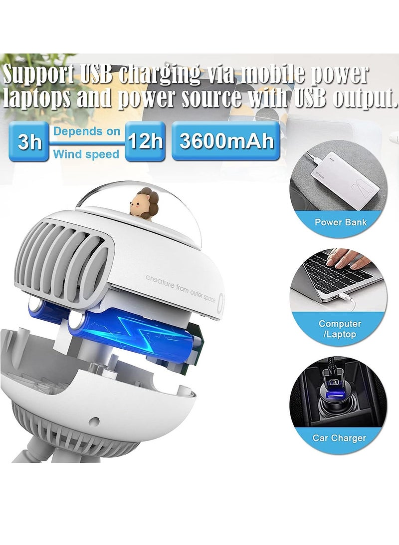 جونيس شراء مروحة عربة أطفال محمولة، مروحة شخصية محمولة باليد مصغرة، عربة أطفال ذات مروحة أطفال تدور بسرعة 4 سرعة بدون شفرات، مقعد سيارة، آلة ركض - Image 4