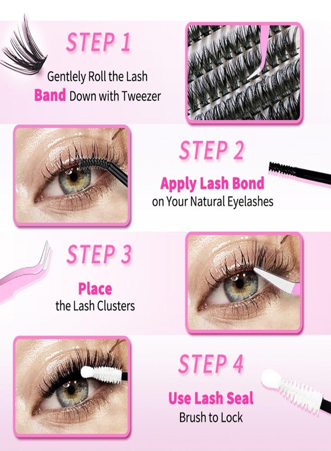 Fumwase 644PCS Thick Lash Clusters Kit Volume Lash Clusters Natural DIY Eyelash Extension with Lash Bond Tweezers and Seal Eyelash Book DIY 9-16MM 30D+40D+50D (640) - Image 5