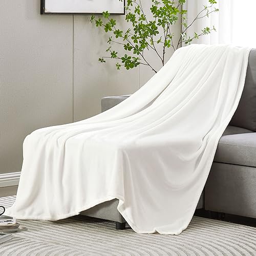DREAMNINE Super Soft Fuzzy Fleece Throw Blanket for Couch Sofa 50" x 60", Decorative Solid Lightweight Velvet Blankets for Chair, Cozy Accent Shaggy Micro Plush Flannel Blanket for Bedroom Dorm, White - Image 4