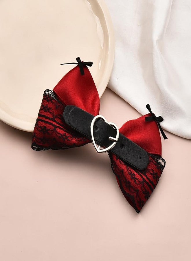 YangQian Big Halloween Hair Clips for Women Girls Gothic Bow Hair Clips Punk Goth Hair Accessories Large Bow Barrette Clip Party Wear Hair Clips Bow Festival Christmas Hair Bow Clips Red Bowknot Hair Clip - Image 3