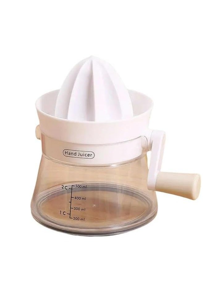 Lemon Juicer with Hand Crank and Nozzle Food Grade Citrus Juicer Detachable and Washable 6.5x5.1 Inch Manual Juicer for Home Kitchen, Orange Juice Machine (White)  - Image 1
