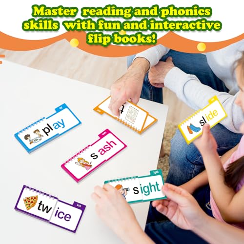 Edulok Word Families, Letter Sounds Flash Cards, ABC Vocabulary Flashcards, Kindergarten Sight Word Flash Cards, Learn to Read Phonics Cards, Read and Rhyme Flip Activity Book, Reading Games - Image 2