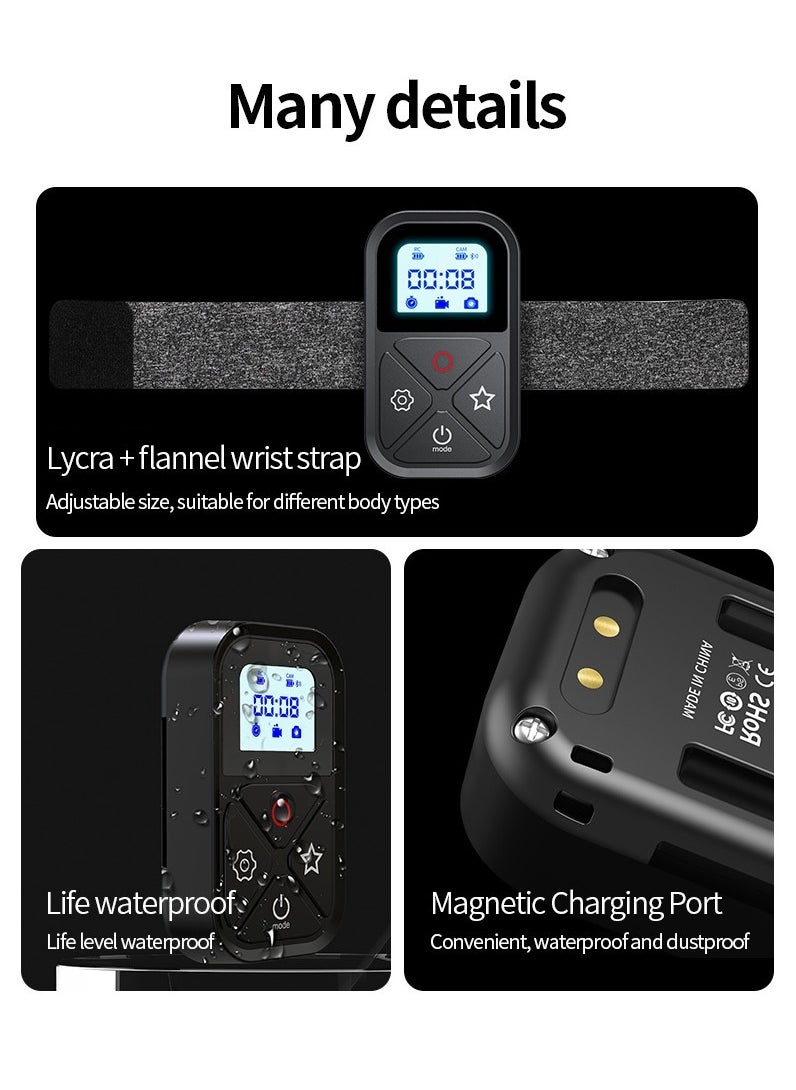 TELESIN - TELESIN 80M T10 Bluetooth Remote Control For GoPro Hero 12 11 10 9 8 Max With Wrist Strap For Smart Action Camera Accessories - Image 1
