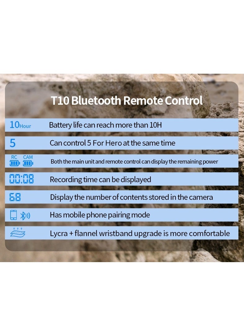 TELESIN - TELESIN 80M T10 Bluetooth Remote Control For GoPro Hero 12 11 10 9 8 Max With Wrist Strap For Smart Action Camera Accessories - Image 1