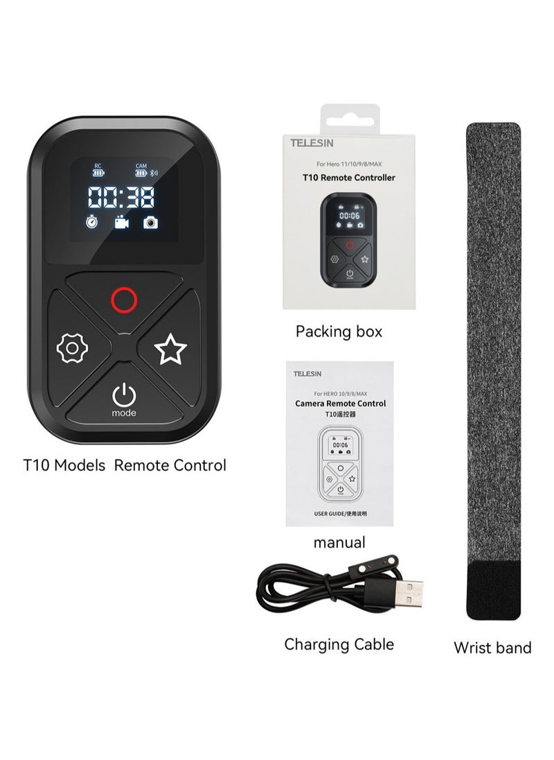 TELESIN - TELESIN 80M T10 Bluetooth Remote Control For GoPro Hero 12 11 10 9 8 Max With Wrist Strap For Smart Action Camera Accessories - Image 1