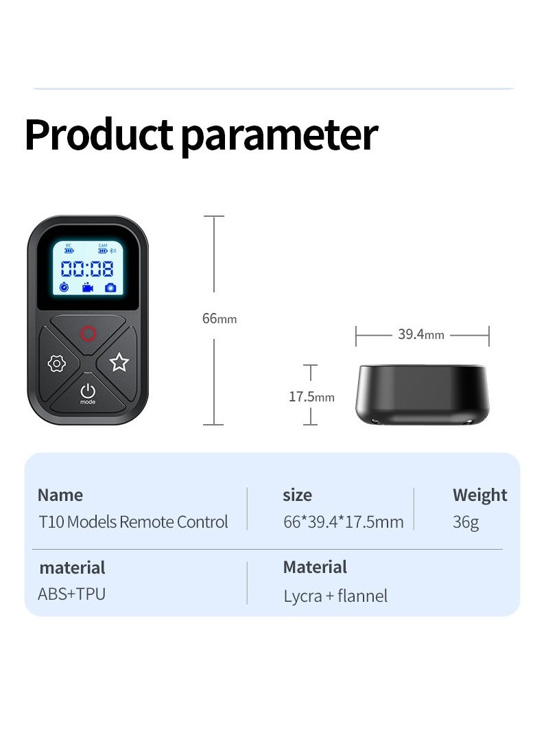 TELESIN - TELESIN 80M T10 Bluetooth Remote Control For GoPro Hero 12 11 10 9 8 Max With Wrist Strap For Smart Action Camera Accessories - Image 1