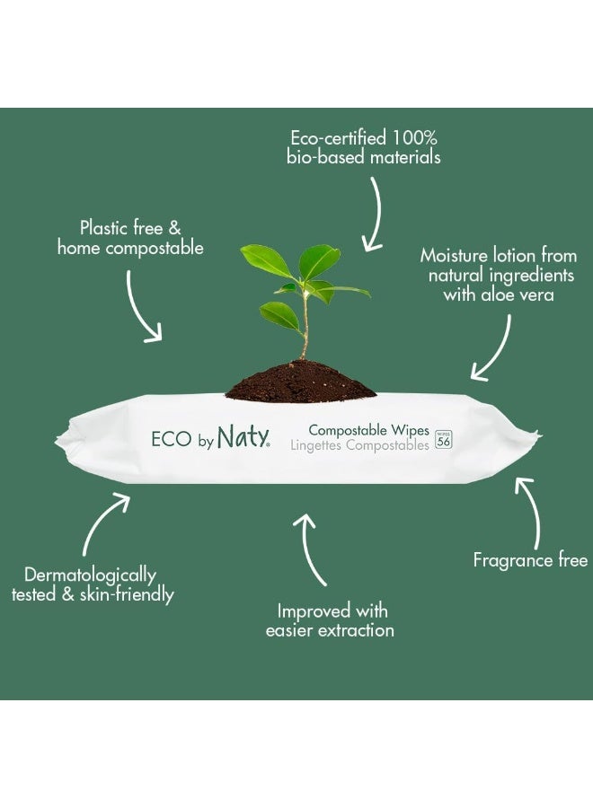 Eco by Naty Aloe Vera Baby Wipes – Plant Based Wipes, Compostable Baby and Newborn Hypoallergenic Wipes, Great for Baby Sensitive Skin (672 Count - 12 packs of 56) - Image 2