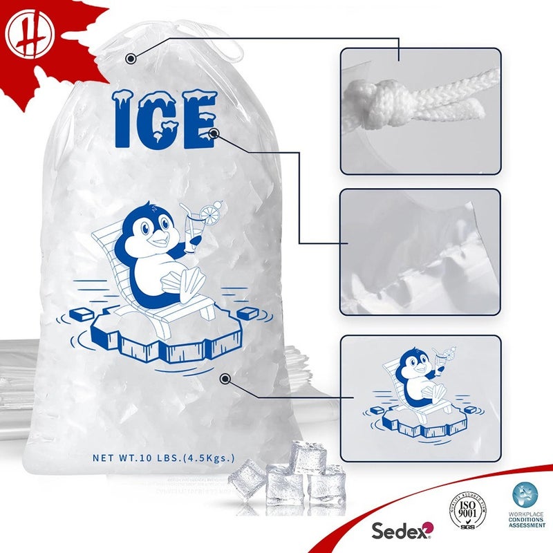 Drawstring Ice Pack Bag, Cold-Resistant -20°C, LDPE, Large Capacity - Image 1