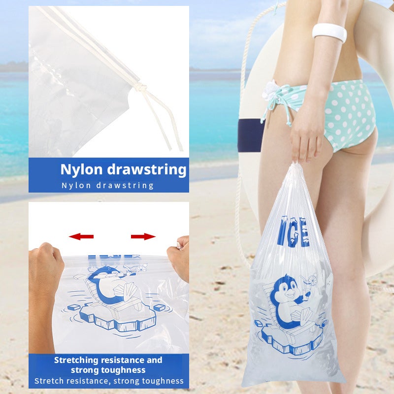 Drawstring Ice Pack Bag, Cold-Resistant -20°C, LDPE, Large Capacity - Image 2