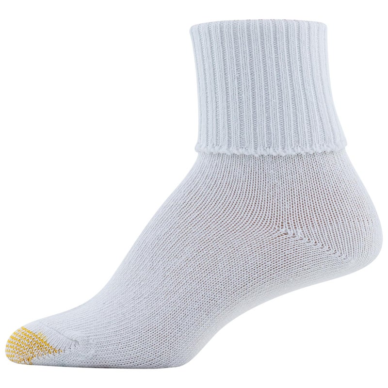 GOLDTOE Women's Bermuda Turn Cuff Socks, 3-Pairs, White, Shoe Size: 6-9 - Image 4