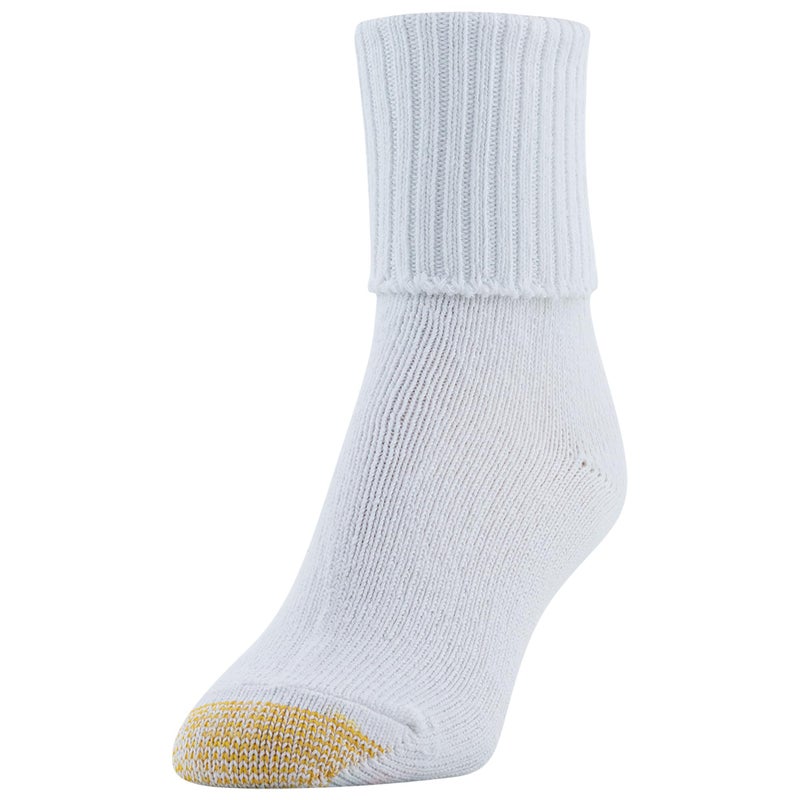 GOLDTOE Women's Bermuda Turn Cuff Socks, 3-Pairs, White, Shoe Size: 6-9 - Image 3