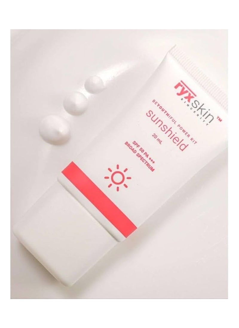 ryxskin sincerity Sunshield SPF 50++, Ultimate Sunscreen for Women, Perfect Sun Cream Moisturizer, Everyday SPF Protection, Barrier-Boosting, Hydrating, and Makeup Primer, 20ml. 