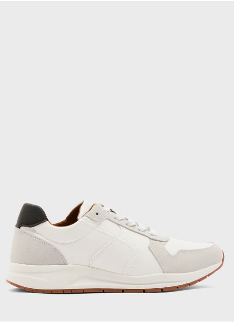 Faux Leather and Suede Casual Sneakers