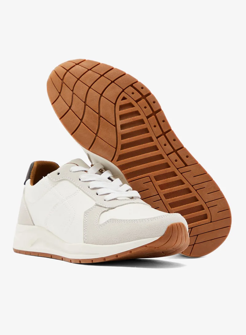 Seventy Five White - Grey Faux Leather and Suede Casual Sneakers for Men | Best Price UAE