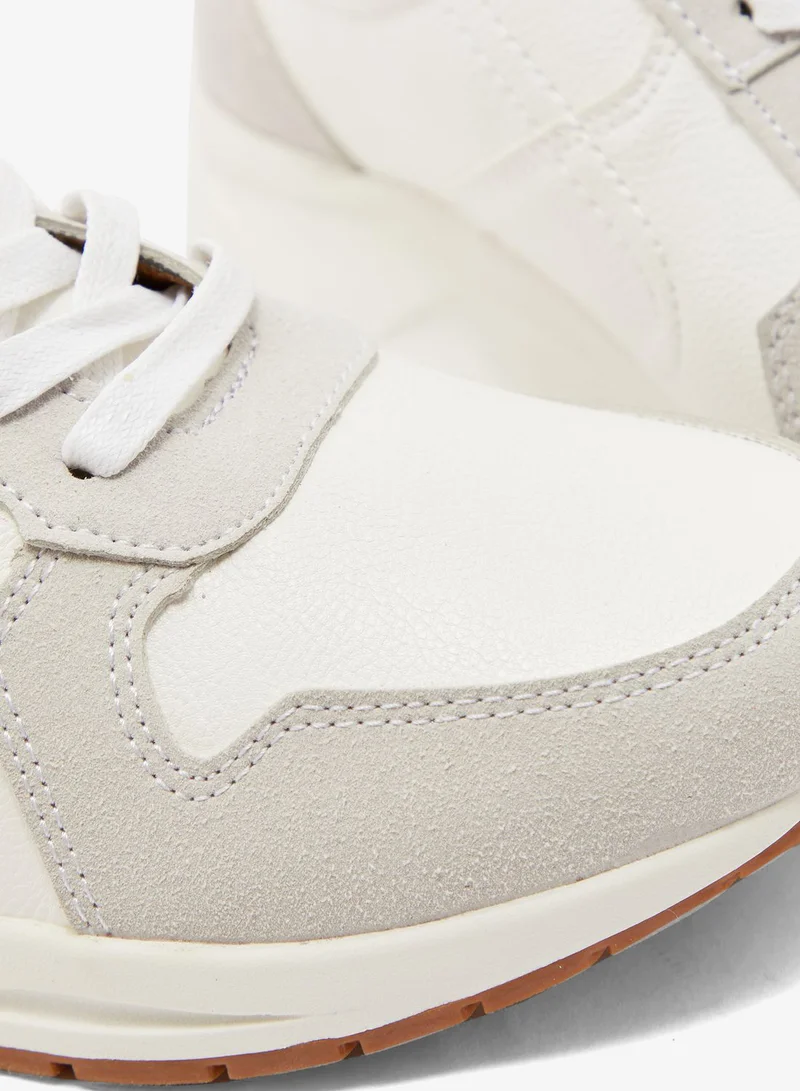 Seventy Five White - Grey Faux Leather and Suede Casual Sneakers for Men | Best Price UAE