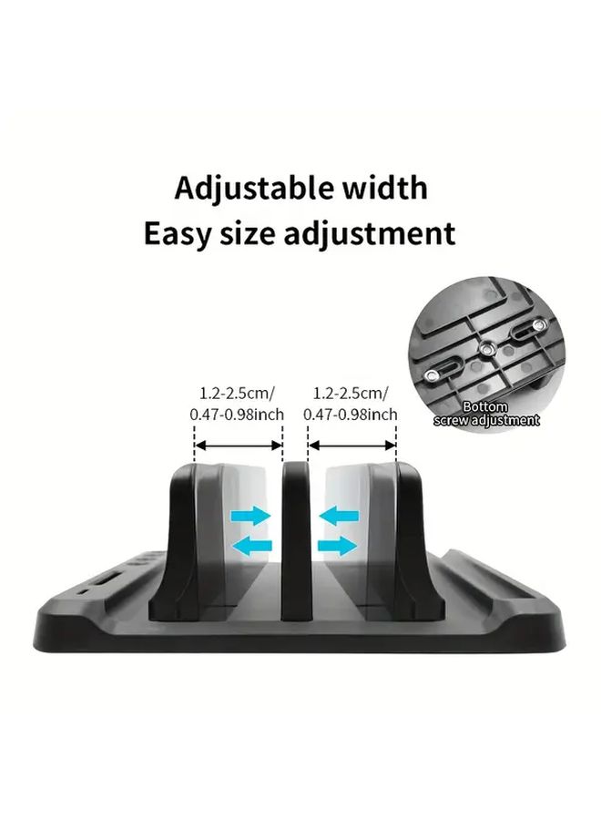 2 Slot Vertical Adjustable Storage Rack Stand Black DS08 For Desk Organization Compatible With Pens Notebooks Smartphones Macbook iPad Tablets And Laptops - Image 3