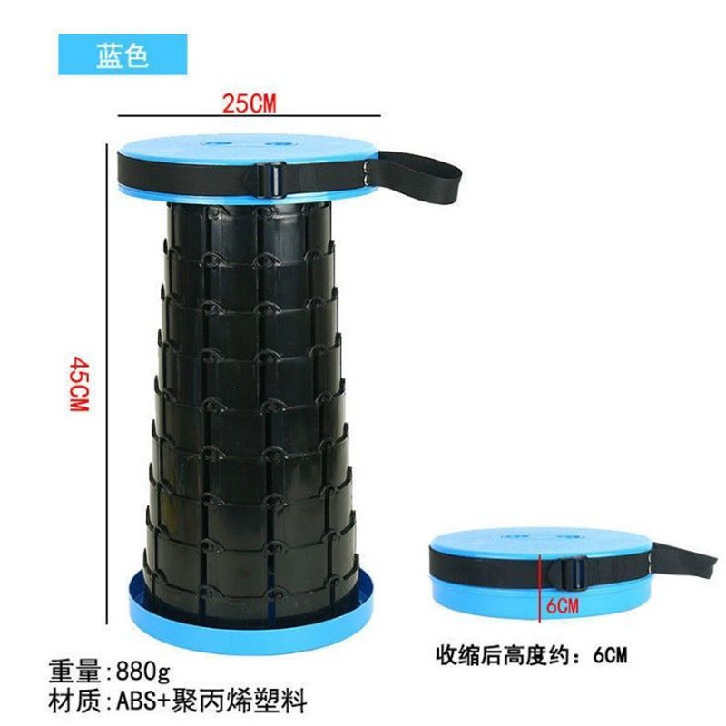 Generic Retractable Portable Folding Stool Outdoor Fishing Camping Plastic Stool Casual Rest Queuing Shrink Seat Blue 