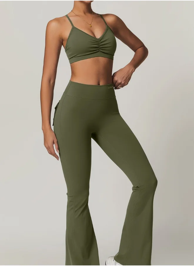 KAWN.YOGA Womens High Waist Contour Seamless Workout sport Flared Leggings Yoga Pants Tummy Control Running Pants