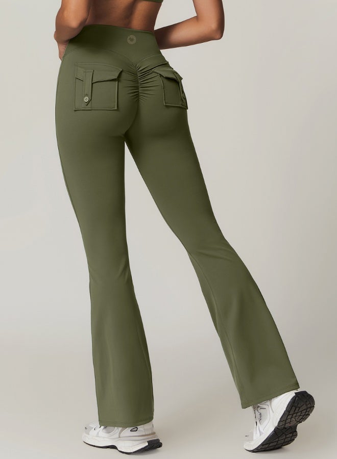 KAWN.YOGA Womens High Waist Contour Workout sport Flared Leggings Yoga Pants Tummy Control Running Pants - Image 5