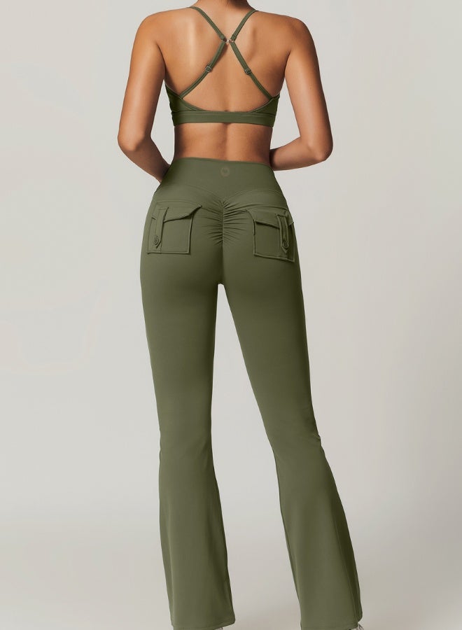 KAWN.YOGA Womens High Waist Contour Workout sport Flared Leggings Yoga Pants Tummy Control Running Pants - Image 4