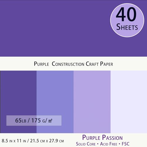 WEKOOSE Purple Colored Cardstock, Art Kraft Cover Stock Paper, 65lb/175GSM for Card Construction Making, Scrapbooking, Printing, Quilling and Crafts DIY 4 Shades 40 Sheets, 10 Sheet Each Color - Image 3