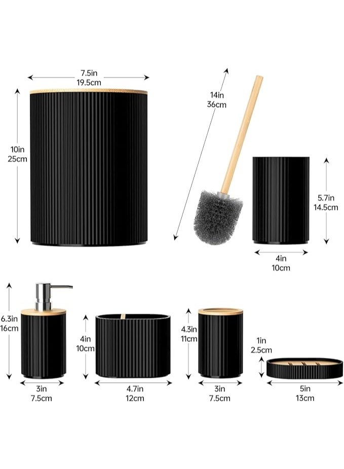 Fun Memories Bathroom Accessories Set 6 Piece Bath Ensemble Includes Toothbrush Holder, Soap Dispenser, Toothbrush Cup, Soap Dish for Decorative Countertop and Housewarming Gift, Black UAE - Image 3