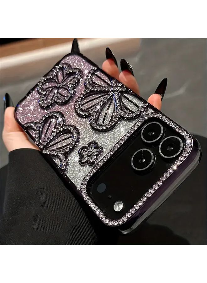 Blush Bling Rhinestone Flower Glitter Soft Phone Case for iPhone 15 Pro Max - Image 2