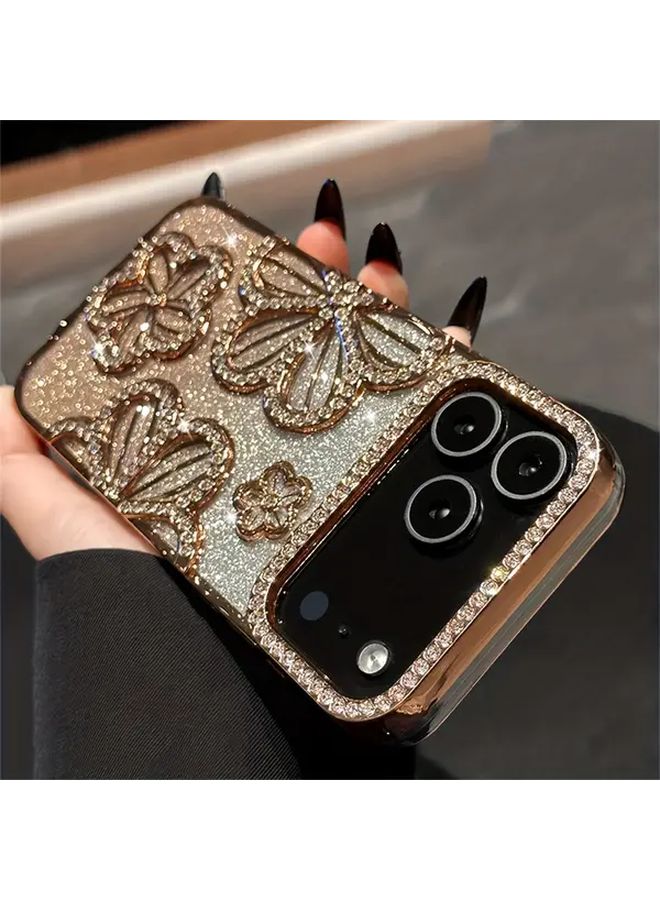 Blush Bling Rhinestone Flower Glitter Soft Phone Case for iPhone 15 Pro Max - Image 3