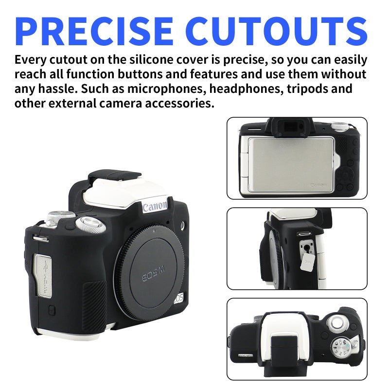 Easy Hood Camera Case for Canon EOS M50/M50 Mark II Digital Camera, Anti-Scratch Soft Silicone Case Cover Housing Protective Cover Protector Camera Body Skin Case (Black) - Image 2