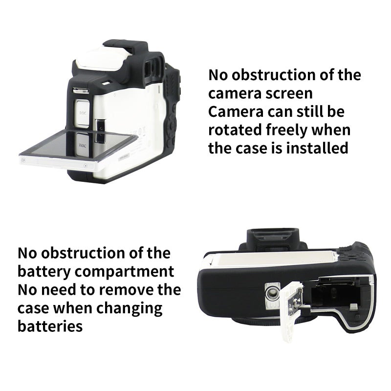 Easy Hood Camera Case for Canon EOS M50/M50 Mark II Digital Camera, Anti-Scratch Soft Silicone Case Cover Housing Protective Cover Protector Camera Body Skin Case (Black) - Image 3