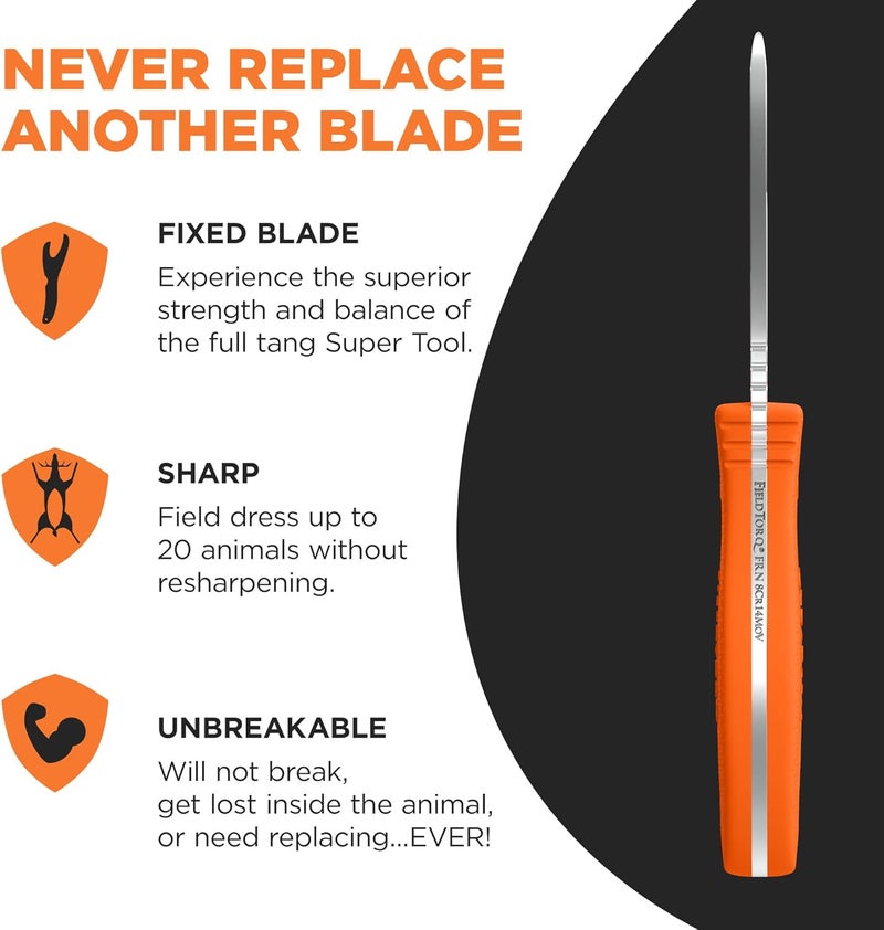 FieldTorq Field Dressing Kit | 3-in-1 Super Tool with Sheath & Sharpener | Skinning Knife for Hunting | Gut Hook | Deer Hunting Knife Set | FRN - Image 4