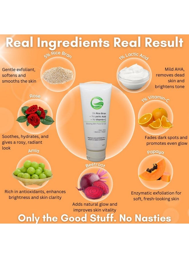 Greenviv 5% Rice Bran + 1% Lactic Acid + 1% Vitamin C Glowing Skin Face Scrub | Gently Exfoliates, Brightens & smoothens the skin | 100gm - Image 5