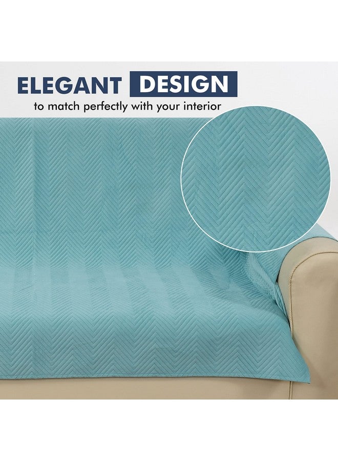 ينسج الأصفر غطاء واقي للأريكة من المخمل المبطن بتصميم متعرج من Yellow Weaves، مكون من مقعدين، قطعة واحدة، أزرق سماوي - Image 5