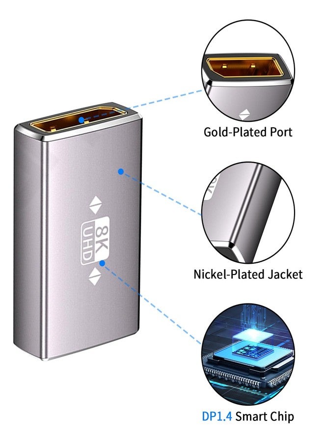 دوتك محول Duttek DisplayPort إلى DisplayPort 2.1، محول DisplayPort أنثى إلى أنثى بدقة 8K، محول تمديد لأجهزة التلفزيون عالية الدقة، والشاشات، وأجهزة الكمبيوتر المحمولة، وأجهزة العرض، أسود (محول DP إلى DP)، عبوة من قطعتين - Image 5