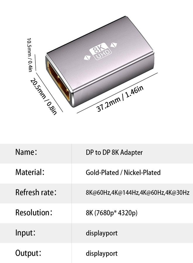 دوتك محول Duttek DisplayPort إلى DisplayPort 2.1، محول DisplayPort أنثى إلى أنثى بدقة 8K، محول تمديد لأجهزة التلفزيون عالية الدقة، والشاشات، وأجهزة الكمبيوتر المحمولة، وأجهزة العرض، أسود (محول DP إلى DP)، عبوة من قطعتين - Image 2