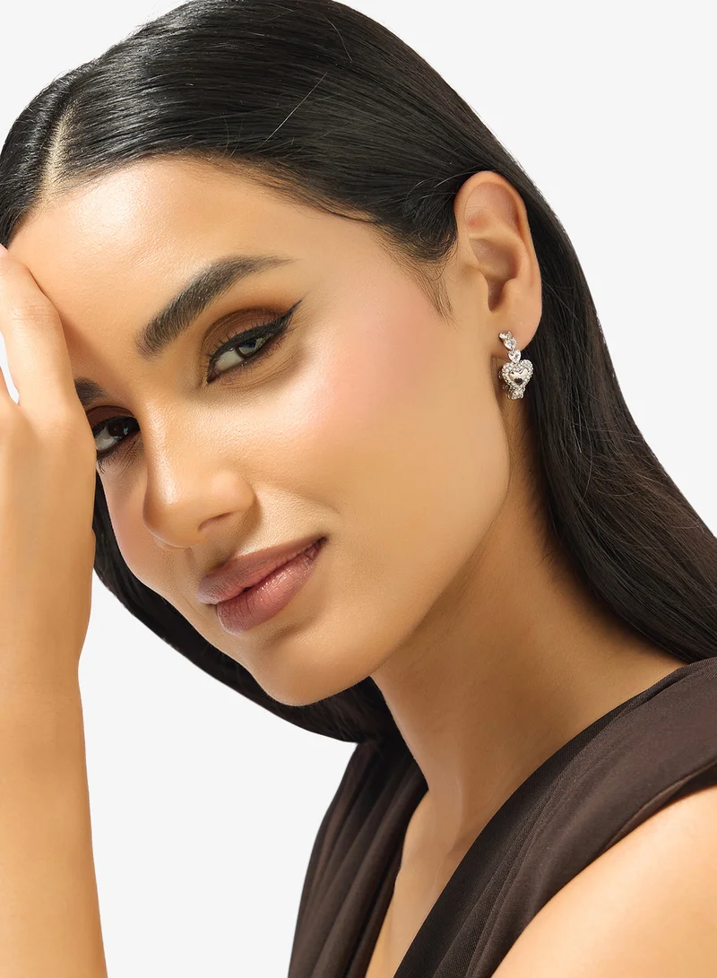 GUESS  Pave Heart Hoop Earrings for Women | Best Price UAE
