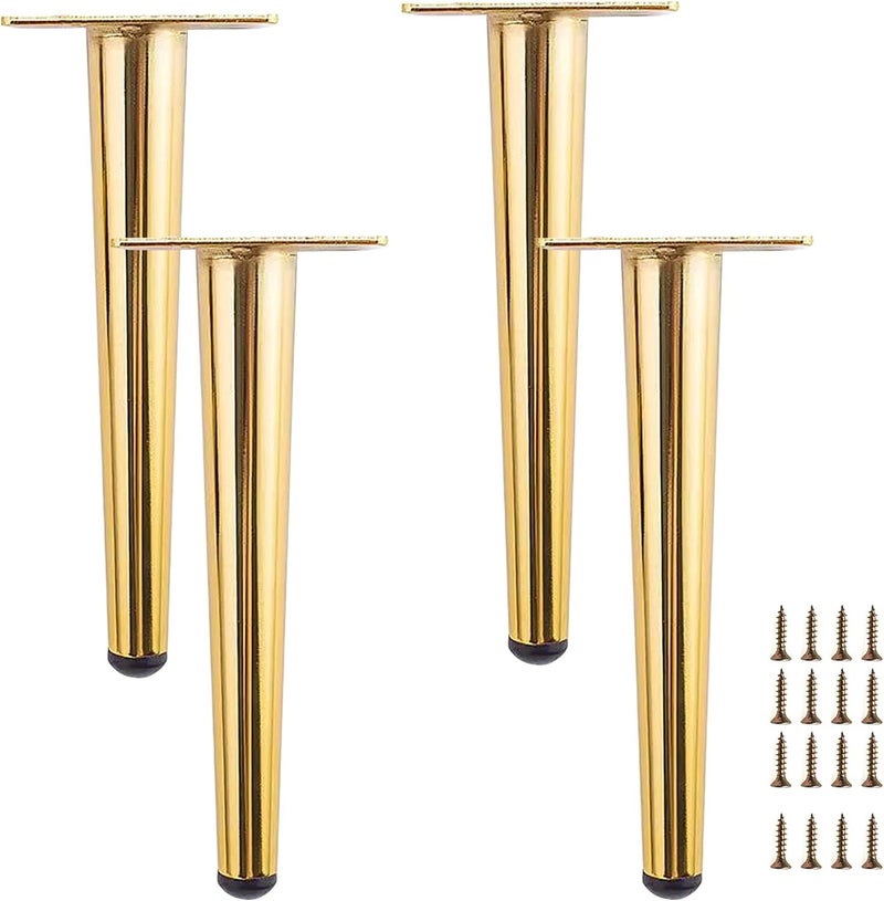 Ventuos Furniture Legs Gold Straight Tapered TV Cabinet Legs Dresser Legs Coffee Table Legs Couch Sofa Legs MidCentury Modern Style Metal Furniture Feet 4Pcs 18 - Image 2