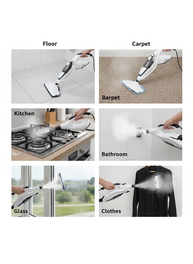 DSP 10-in-1 Multi-Purpose Steam Mop, 1500W, with 400ml Water Tank, Foldable Handle, and Separate Handpiece for Cleaning Floors, Carpets, Glass, and Clothes – 12-Month Warranty - Image 3