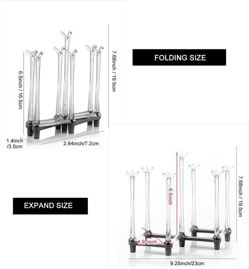 Marbrasse Retractable Cup Drying Rack, Drinking Glass and Sports Bottle Drainer Stand, Plastic Bag Dryer with Non-Slip Bottom for Kitchen Countertop - Image 2